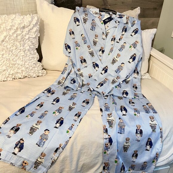 NEW WITH TAGS Ralph Lauren Polo Teddy Bear Pajamas PJs - SIZE  EXTRA SMALL - Picture 2 of 4